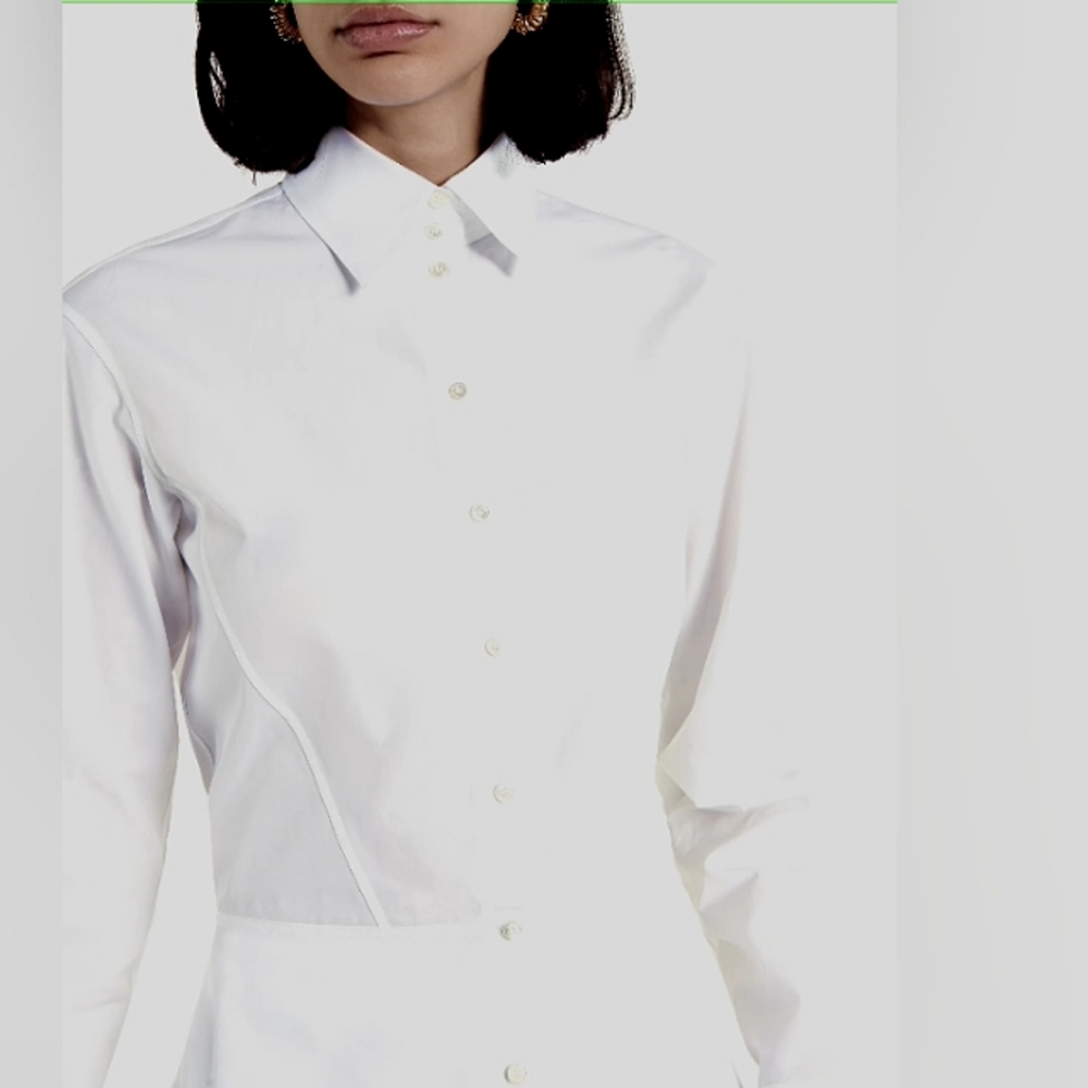 Alaia Off White Wool Poplin Blouse (42)